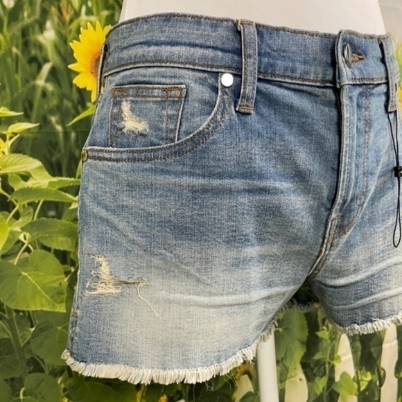 BCBG Blue Distressed Denim Shorts 27 - Picture 7 of 16